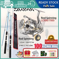 Daiwa Rod Joran Pancing 1 Set Fishing Rod Spinning Reel Joran Udang Galah Rod Pantai Pancing Set