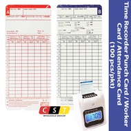 Time Recorder Punch Card / Worker Card / Attendance Card (100 pcs/pkt)