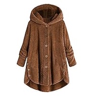 Hoodie Women's Oversize Plush Jacket Warm Lined Fleece Coat Casual Teddy Jacket Fluffy Winter Coat Colour Block Long Cardigan Cuddly Kawaii Hooded Jacket with Pockets Coat