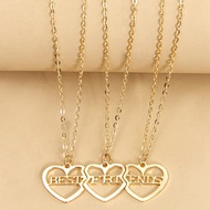 3pcs/Set BEST FRIEND Heart Pendant Necklace BFF Gold Silver Friendship Gift