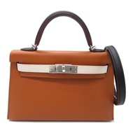 HERMES Mini Kelly 2 三色手提單肩包 U Epsom 小牛皮金 SHW 二手