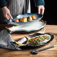 日式陶瓷蒸魚盤創意裝魚盤子家用剁椒魚頭盤商用酸菜魚大碗特大號