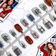 Cute Chinese Style 30 Cat's Eye Battle Nails Good Luck Hand-Painted Pieces Wearing Nails New Year Ma