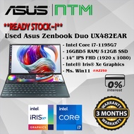 #AZ250 Used ASUS ZENBOOK DUO UX482EAR Intel i7-1195G7 16GBD5 512GB SSD Intel Iris XE Dual Touch Scre