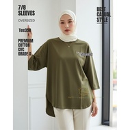 Tee358 Women's Oversize T-Shirt 7/8 Sleeves | Premium Cotton CVC Grade A | Women's Casual t-shirts