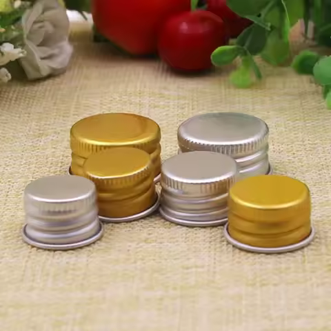 18/20/24/28R Gold Silver Aluminum Screw Cap Lid for PET Cosmetic Liquid Bottles Makeup Refillable Co