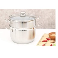 Bộ nồi xửng hấp inox 3 đáy cao cấp -26cm 28cm 30cm bền đẹp nắp kính cường lực