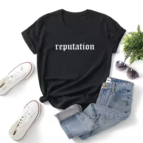 Reputation Merch Tshirt Cotton Letter Print Tshirt Folklore Short Sleeve T Shirts Casual Summer Roun