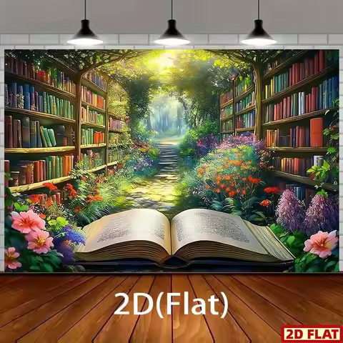 2D plane, 2D plane banner, 1 mysterious library background banner - Opened book