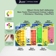 DBest Circle Self Adhesive Sticker Label Marking Fluorescent Colour Dot Sticker Non Toxic -(10s/Pkt)