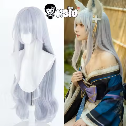 Shinano Cosplay Wig HSIU 100CM long gray-blue hair Synthetic Wig+Wig cap Game Azur Lane IJN Shinano 