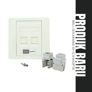 FACEPLATE RJ45 2 PORT LAN WITH MODULAR JACK