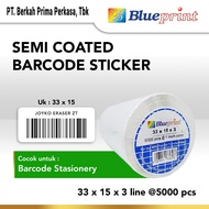 Sticker Barcode Semicoated 33x15 mm 3 Line BLUEPRINT Stiker Label Semi Coated 33 x 15 x 3 Line - 1 R