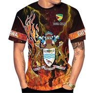 3D Printed Guyana T-Shirt, Suitable for Guyana Army, Shirt with National Flag, Men's Short-Sleeved T