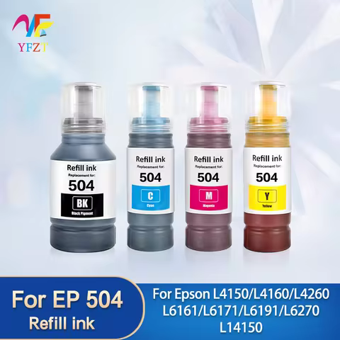 Compatible 504 T504 Refill Ink T504120 For Epson EcoTank L4150/L4160/L4260/L6161/L6171/L6191/L6270/L
