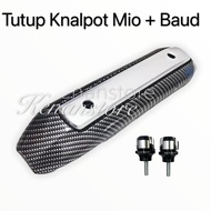 Tutup Knalpot MIO + Baut Spakbor KARBON / Tameng Knalpot Mio Mio Soul  + Baut Spakbor - Carbon