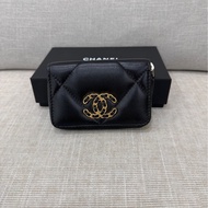 香奈兒Chanel 19 拉鍊零錢包 卡包 黑金#芯片款#
