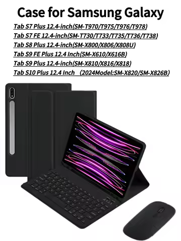 Case for Samsung Galaxy Tab S7FE S9FEPIus+ 12.4 Inch ,Keyboard Case for Samsung Tab S7 S8 S9 S10 Plu