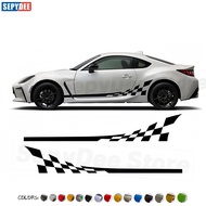 Racing Sport Checker Graphic Door Side Sticker Carbon Fiber Vinyl Decal For Toyota 86 GR86 GT86 2012
