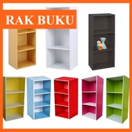Rak Buku Kabinet Buku  Kayu Wood 3 Tier Wooden Multipurpose Rack Book Shelf Shelves Cabinet Almari Buku Book Storage