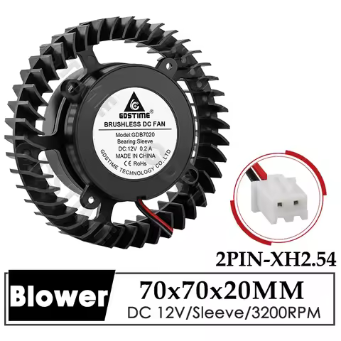 GDSTIME 70MM Blower DC 12V Cooler 70x70x20MM Turbine Centrifugal Radial Fan 7020 7CM Frameless Fan f