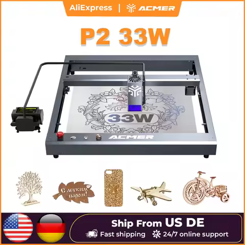 ACMER P2 33W lasers Engraver With Air Assist Industrial Rails Wifi APP Control Laser Cutting Machine
