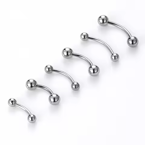 1pc 6-16mm Curved Barbell Banana Piercing Bar 3 4 5 6 8mm Ball Titanium Stainless Steel 14G 16G 1.2m