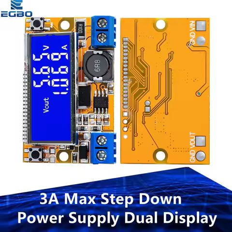 1PCS Dual Display DC DC 5-23V To 0-16.5V 3A Max Step Down Power Supply Buck Converter Adjustable LCD