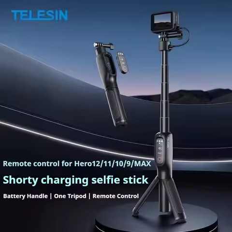 TELESIN 5000Mha 360° Rotation Charging Selfie Stick Power Bank Remote Control Tripod For Gopro Hero 
