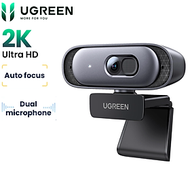 Webcam cho PC Ugreen 35626, Webcam tự động lấy nét hỗ trợ 2K@30Hz, Full HD 1080p@60fps, Micro kép - 