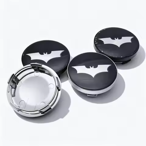 4pcs Black Silver BAT Logo Emblem Car Wheel Center Caps 58MM 54MM Wheels Hub Cap Rim Hubcaps Dust Co