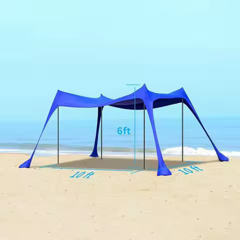 Kalosse Leisure Hiking Sun Protection Group Family Beach Sunshade, 3x3x2m, 6-7 Person Family