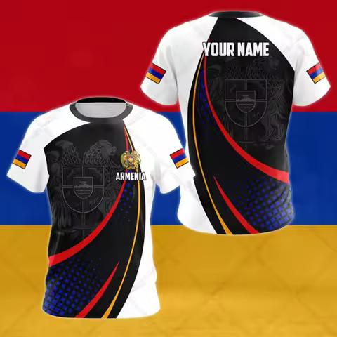 Custom Name Summer Armenia Symbol Graphic T-shirts Casual Unisex Short Sleeve Tops Loose Fast Dry Vi