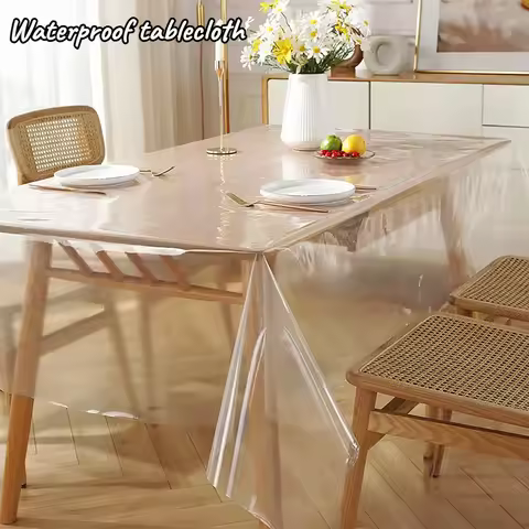 1PC Simple and Thin PVC Waterproof Transparent Tablecloth Oil Proof Table Cloth Houseware Decor Tabl