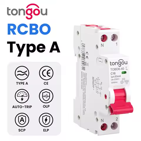 Type A RCBO 1P+N DPN Residual Current Circuit Breaker 6KA 30mA, Curve B C , 18mm Overcurrent & Leaka