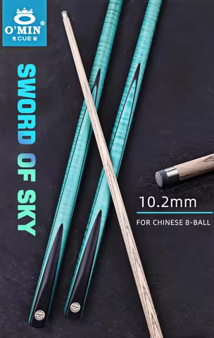 O'MIN Snooker Cue Pool Cue with 145cm 10.2mm Blue Sword Ash Shaft Cue Stick for Billiard Cue Stick
