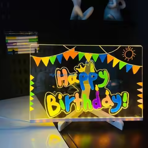 U2JE Clear Acrylic LED Writing Drawing Board LED Light up Memoboard Illuminated Note Board For Child