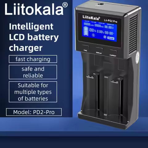 LiitoKala Lii-PD2-Pro intelligenc Battery Charger for 3.7V Li-ion 18650/18500/16340/26650/21700 /207