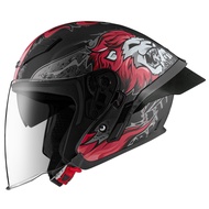 ZEUS ZS 631 MATT BLACK/BS3 RED HALF FACE DOUBLE VISOR