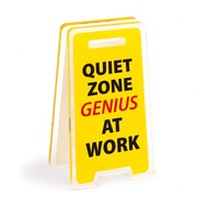 Acrylic Desk Sign "QUIET ZONE GENIUS ATWORK" - Humorous Office Decor, Unisex Gift For Coworkers, Ver