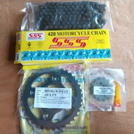 SSS 428 SET HONDA WAVE125 DASH DASH110 WAVE125S WAVE125X W125 SSS 428 SET CHAIN & STELL SPROCKET (1 