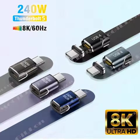 USB4 Thunderbolt 5 Magnetic USB C To Type C Adapter PD 240W 80Gbps Fast Charging Magnet Charge Conve