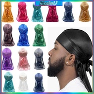 kiss Long Tail Head Wrap Durag Hat for Men Comfortable Quick Drying Silky Pirate Hat for Braid Dread
