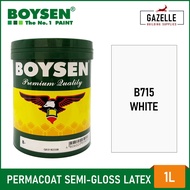 ☑☌□Boysen Permacoat Semi-Gloss Latex White Acrylic Latex Paint - 1L
