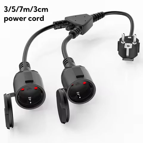 3/5/7m/3cm EU Power Extension Cord Male Plug to Famale Socket Waterproof IP44 Double Plug European P