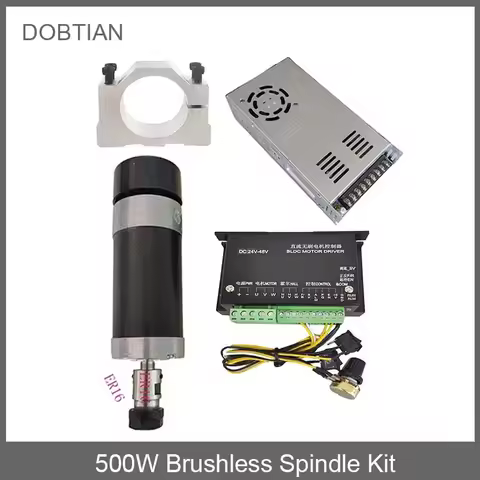 48v 500W ER11/ER16 Brushless Spindle+55MM Clamp with Screws+ 48V Brushless Motor Driver+48VDC 10.5A 