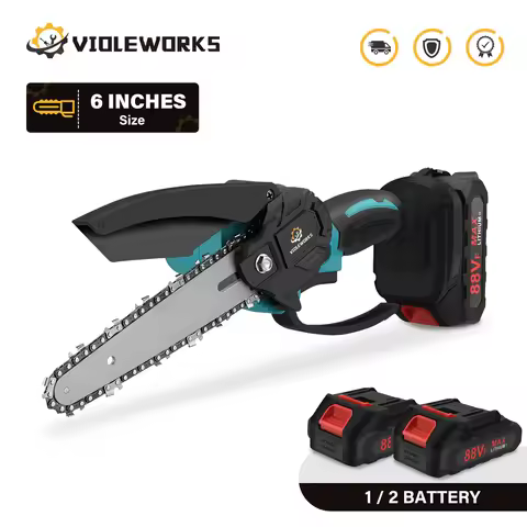 1500W 6 Inch 88VF Electric Mini Chain Saw 0/1/2PCS Battery Woodworking Tool One-handed Saw for 18V B