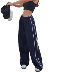Women Y2K Baggy Track Pants Elastic Waist Wide Leg Parachute Pants Jogger Sweatpants Pants