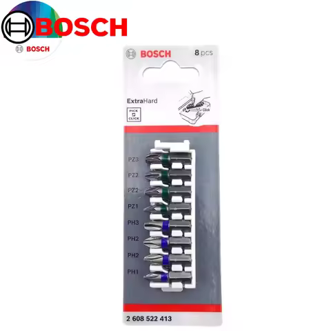 Bosch 2608522413 Impact Drill Bits Combination PH1/2/3PZ2/3 25MM Extra Hard 8PCS Screwdriver Head Se