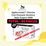 ‼️LIMITED OFFER‼️Applecrumby Chlorine Free Premium Newborn Baby Diapers (NB04 x 20 Packs)